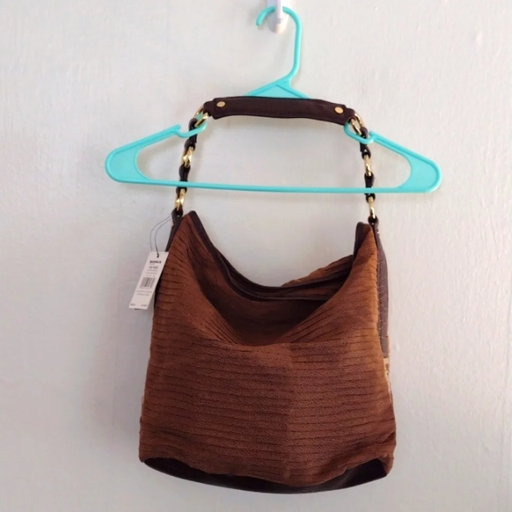 Dana Buchman Brown Hartsdale Hobo Handbag in Tan Saddle NWT
